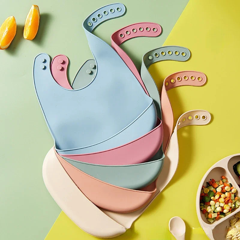 Waterproof Baby Bibs Silicone - 1/2pcs 아기 턱받이 조절 가능한 방수