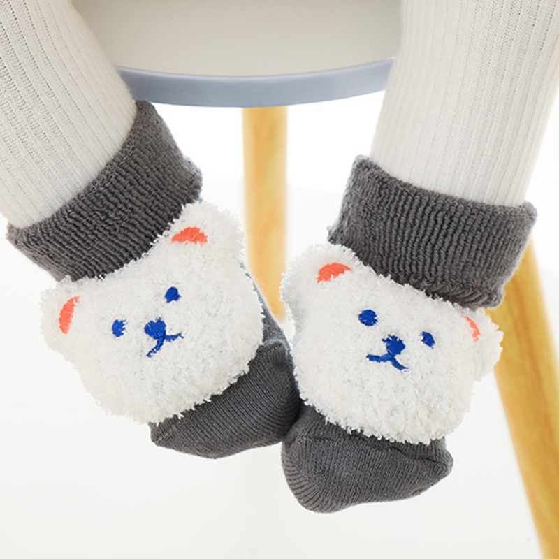 Unisex Baby Socks Non Slip - 두꺼운 코랄 플리스 아기 양말 실리콘