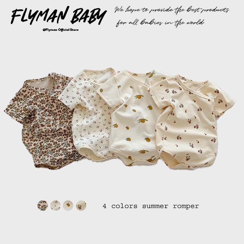 Newborn Baby Girl Romper Floral - 신생아 소녀 소년 아기 Romper 과일