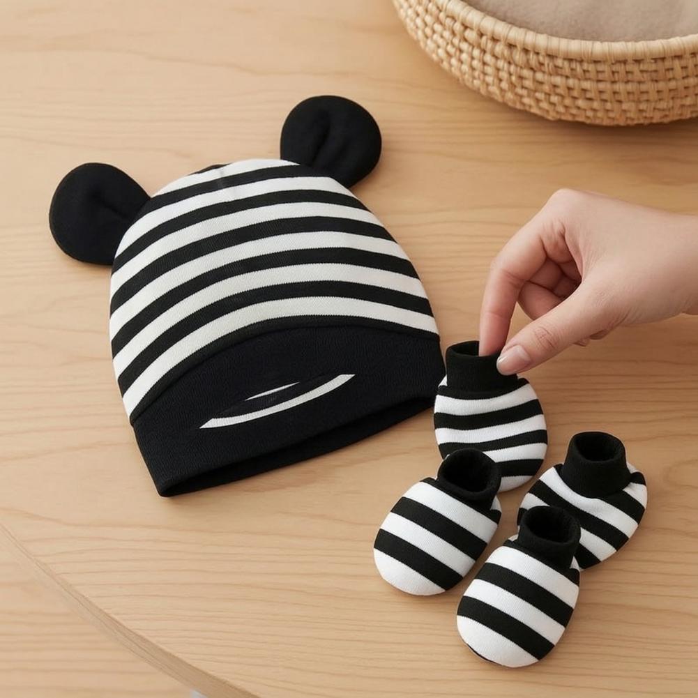 Infant Beanie Hat With Ears - 신생아용 안티 스크래치 장갑 신생아 모자