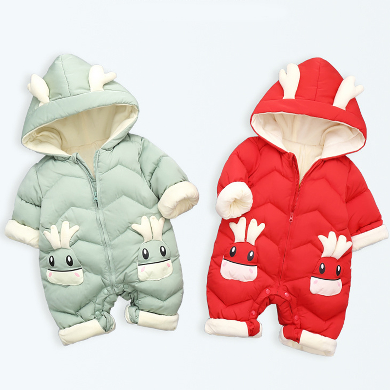 Cotton Baby Onesies Zipper - 유아 두꺼운 벨벳 롬퍼 의류, 겨울