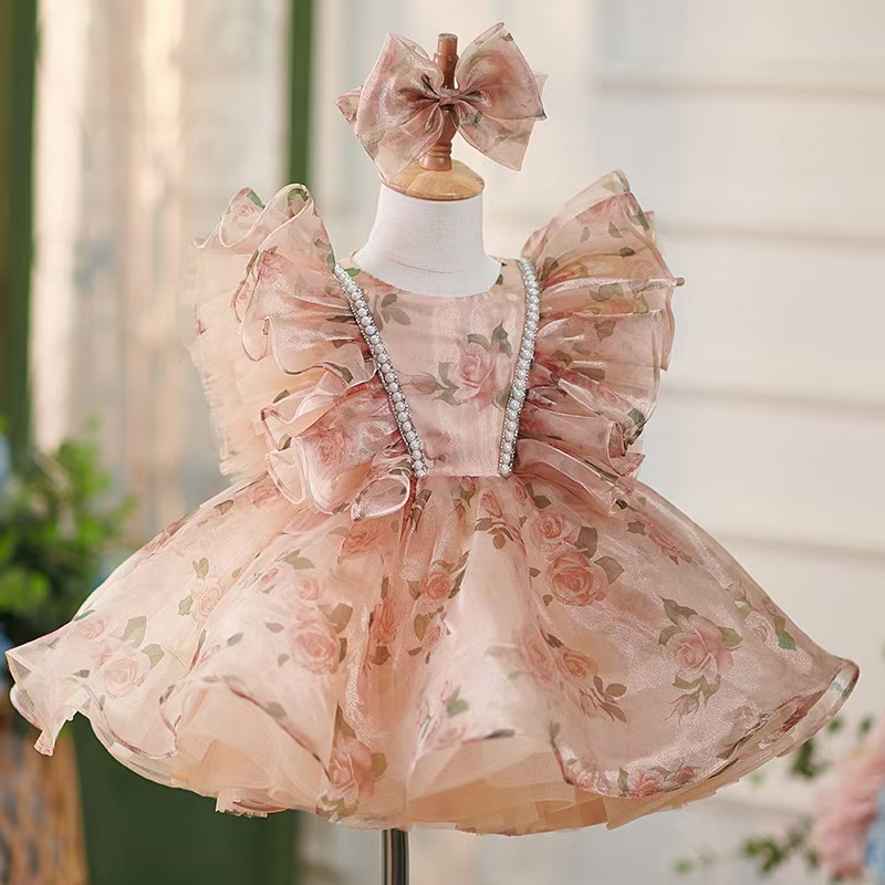 Toddler Girl Tulle Party Dress - 드림리 보브 J225 아름다운 샴페인 소녀