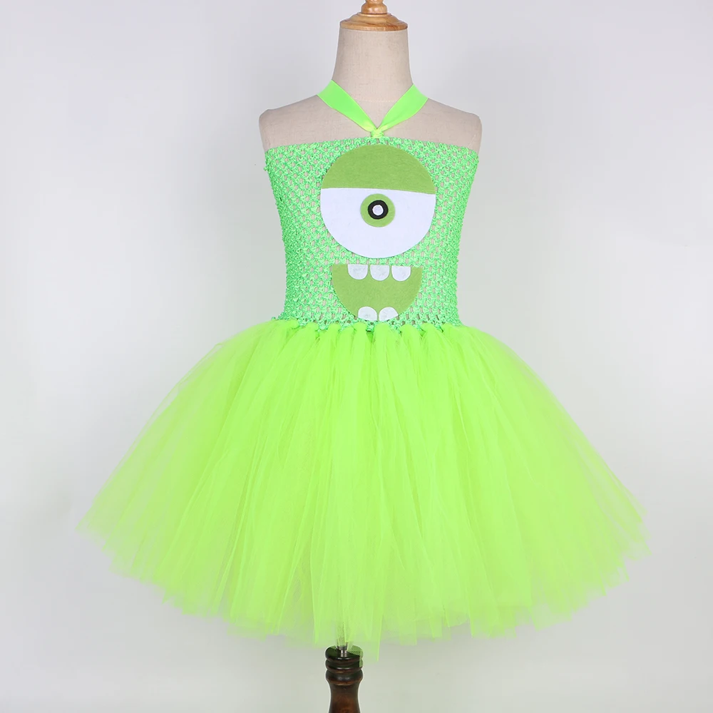 마이크 와조스키 몬스터 의상 소녀용 녹색 큰 눈 만화  - Toddler Girl Tulle Party Dress 리뷰 및 가격