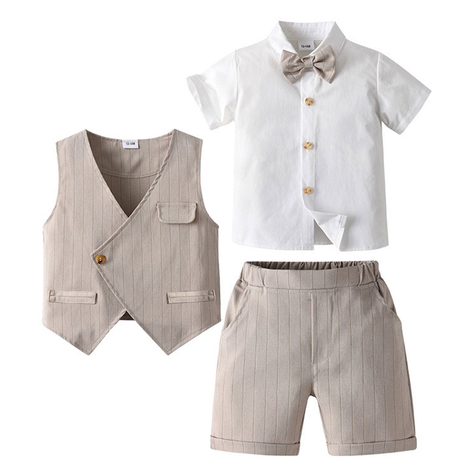 아기 남자 정장 의상, 라펠 반팔 보우 조끼 셔츠 상의 - Baby Boy Suit Set Baptism 리뷰 및 가격
