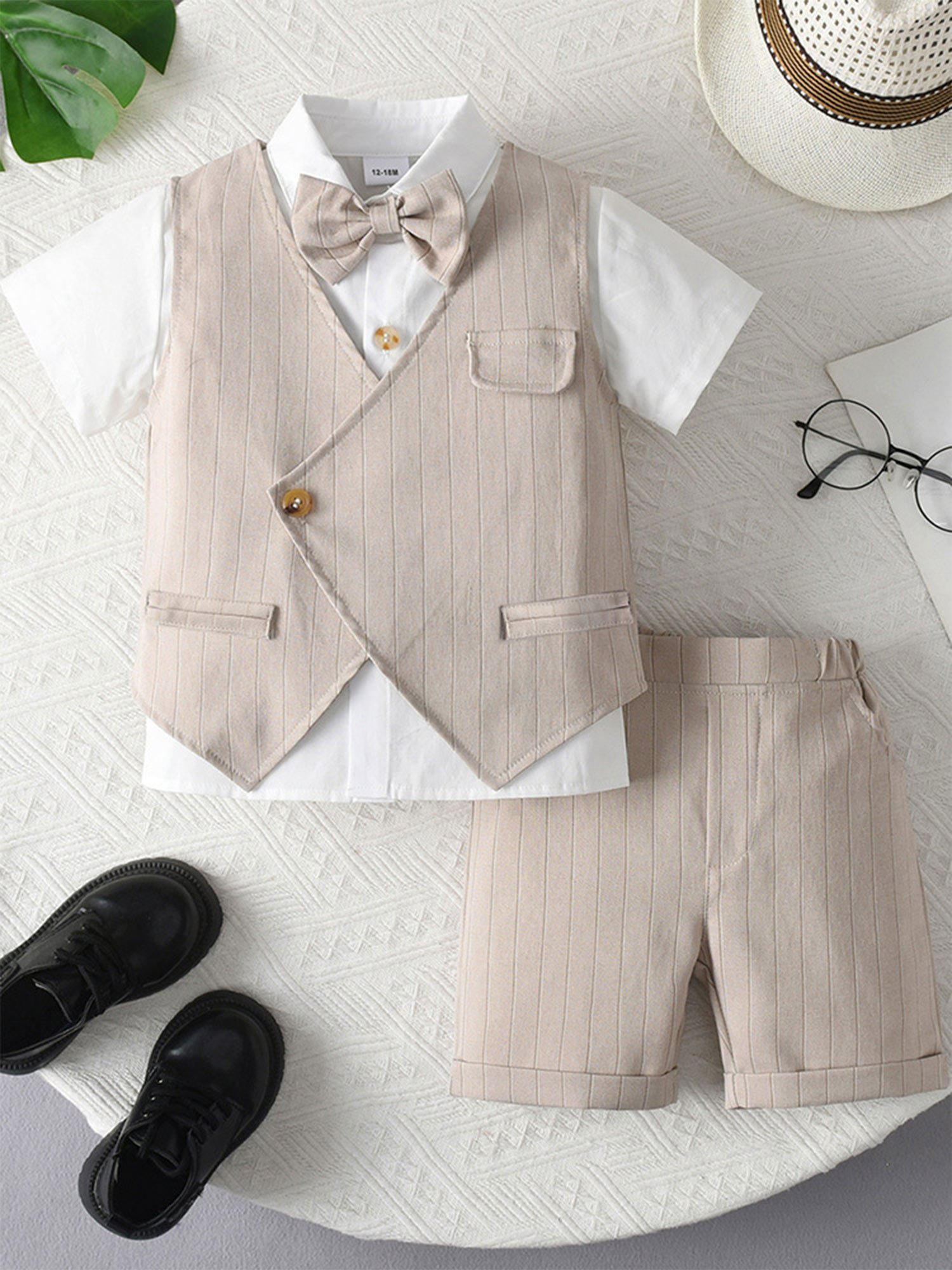 아기 남자 정장 의상, 라펠 반팔 보우 조끼 셔츠 상의 - Baby Boy Suit Set Baptism 리뷰 및 가격