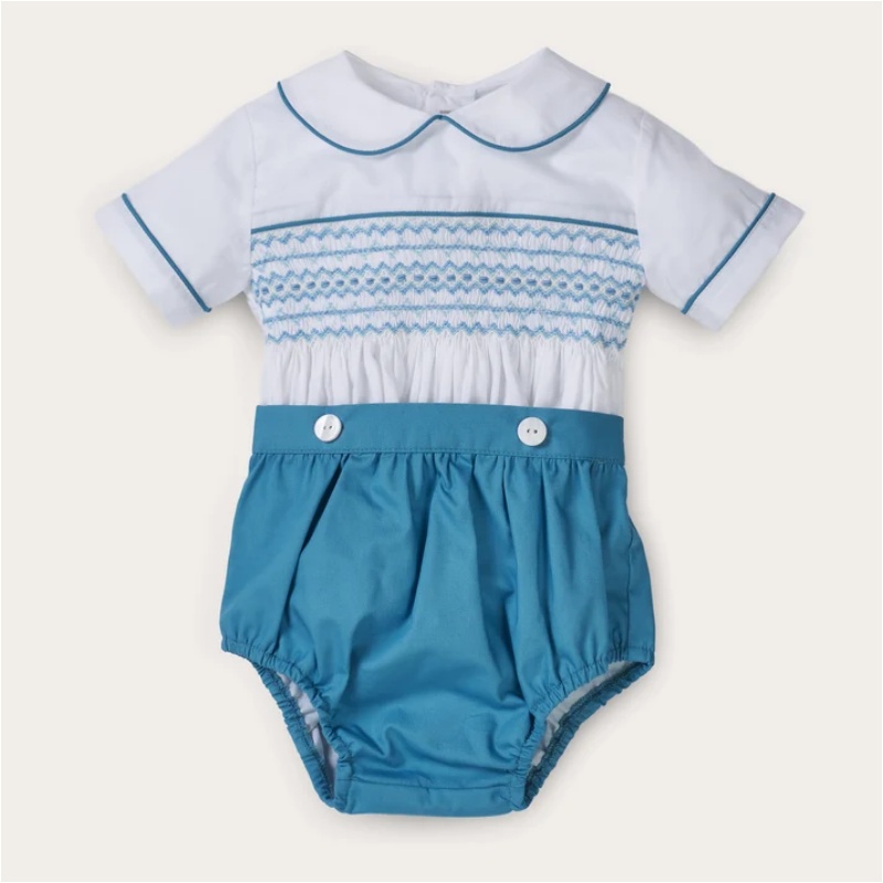 0-6세 여름 남아 핸드 스모크 자수 블루 빈티지 의상 - Baby Boy Suit Set Baptism 리뷰 및 가격